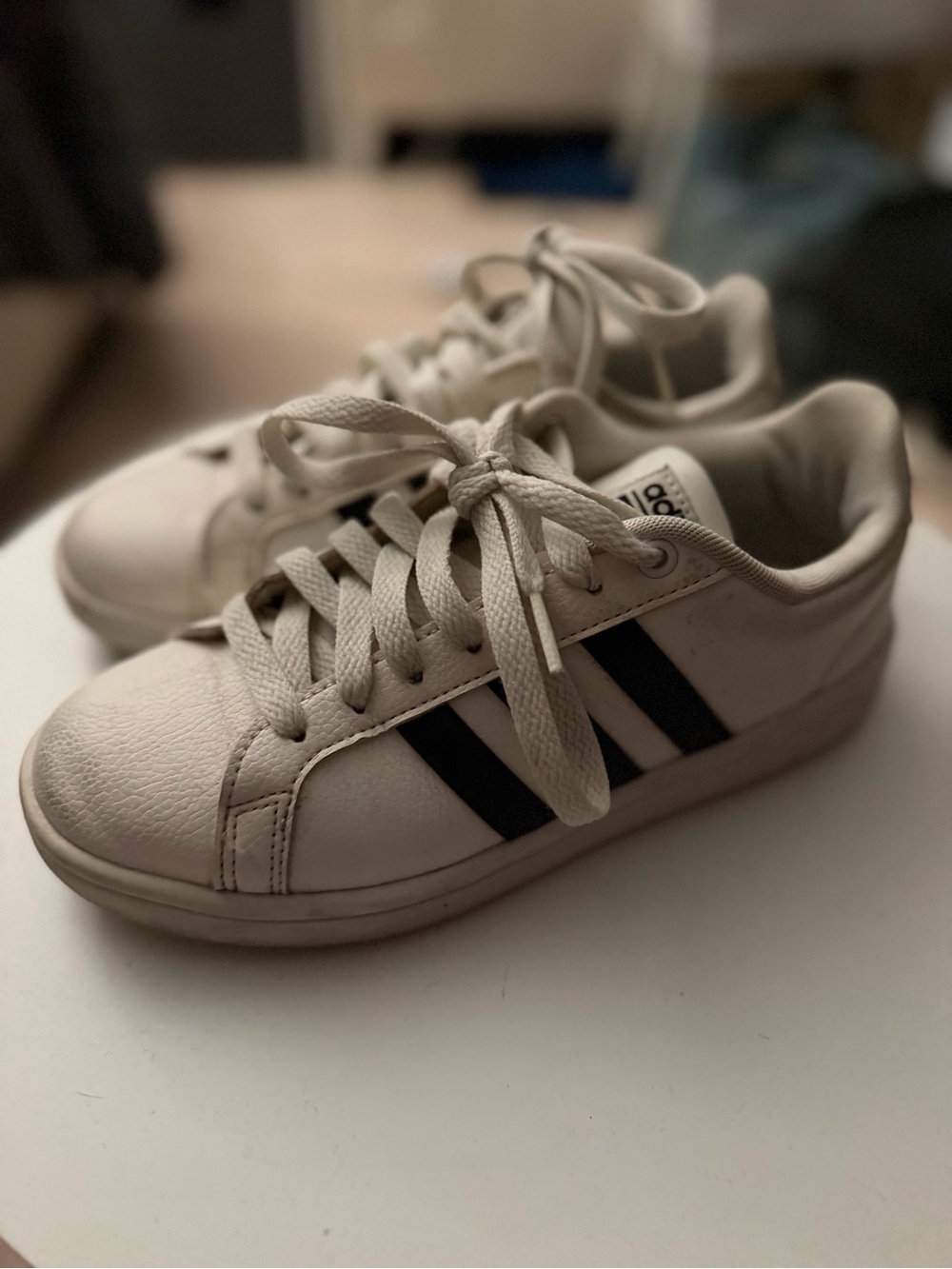 Adidas Classic White Sneakers with Black Stripes